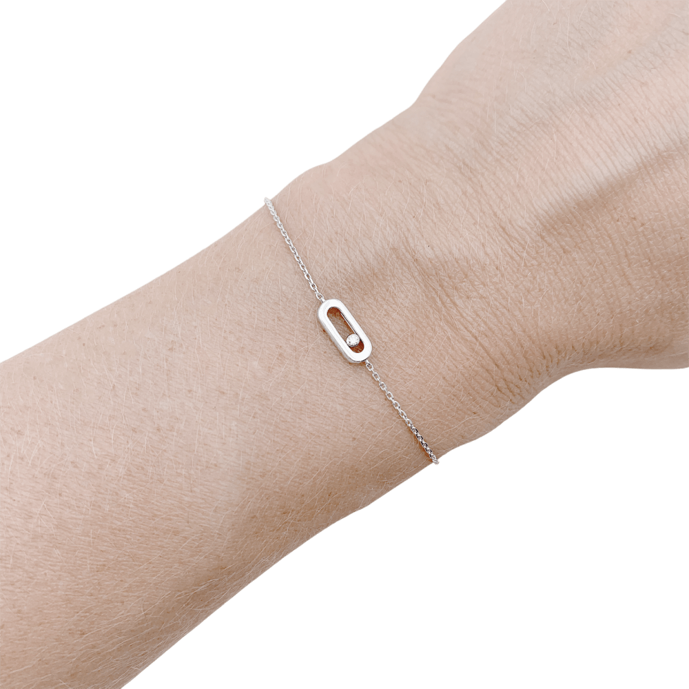 Bracelet Messika, "Move Uno", or blanc, diamant. 4
