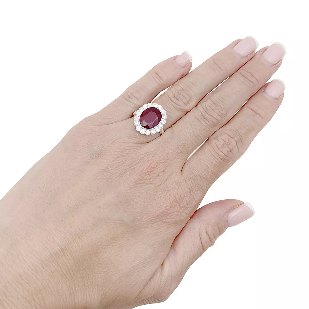 Bague Pompadour rubis, platine, or blanc, diamants. 5