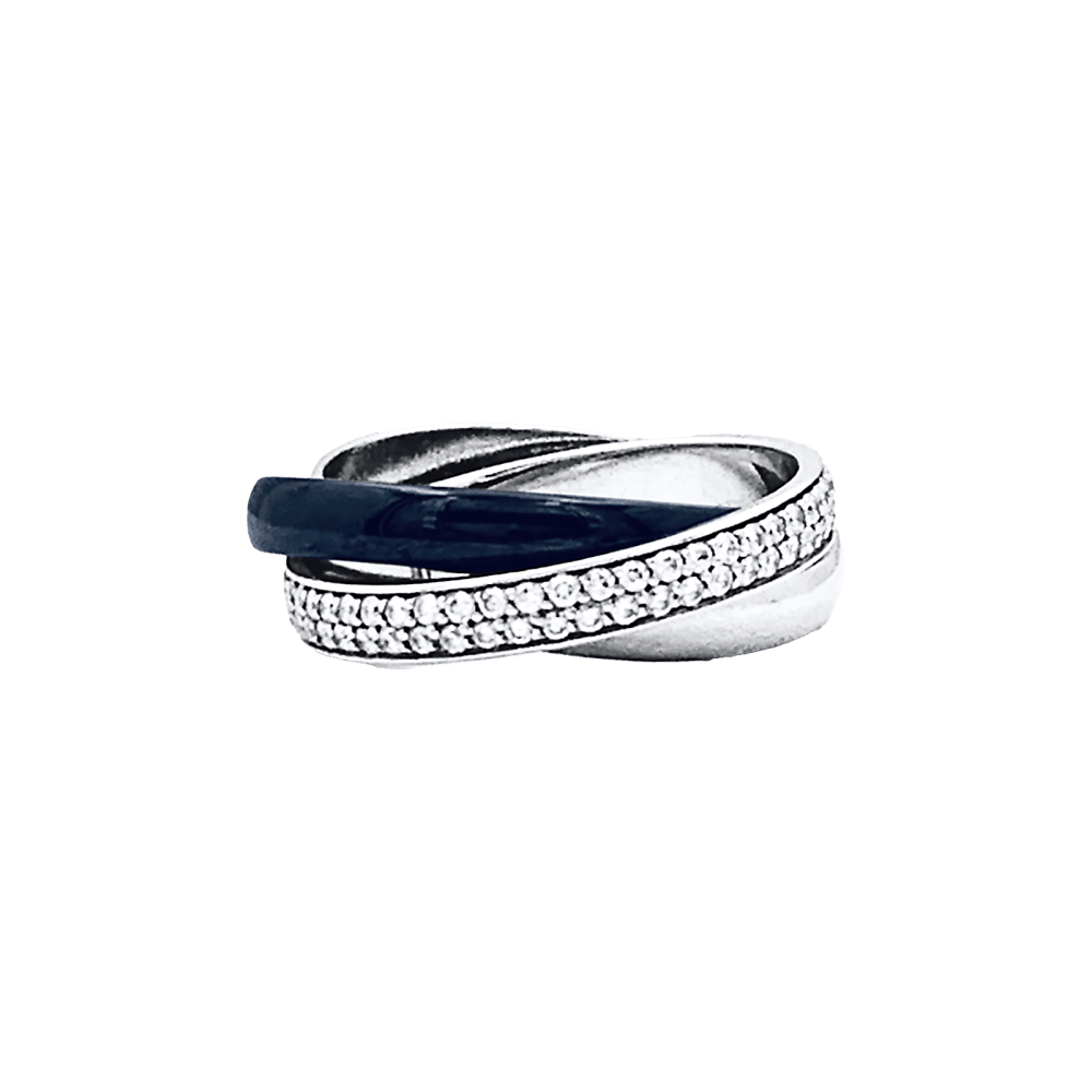 Bague Cartier, "Trinity", or blanc, céramique noire, diamants. 1