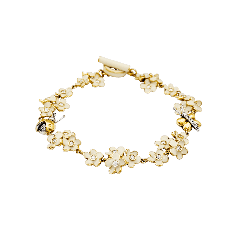 Bracelet Roberto Coin, or rose, diamants, émail. 2