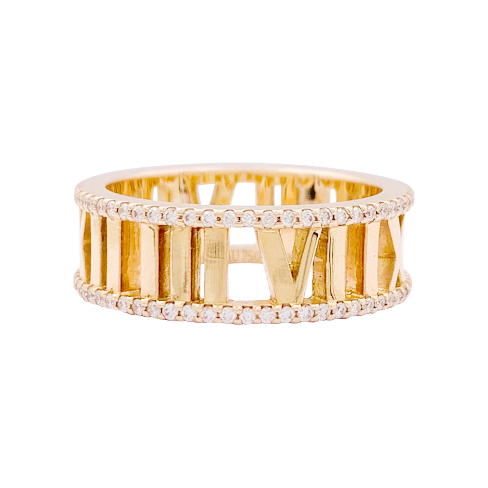 Bague Tiffany & Co. "Atlas" or rose, diamants. 1