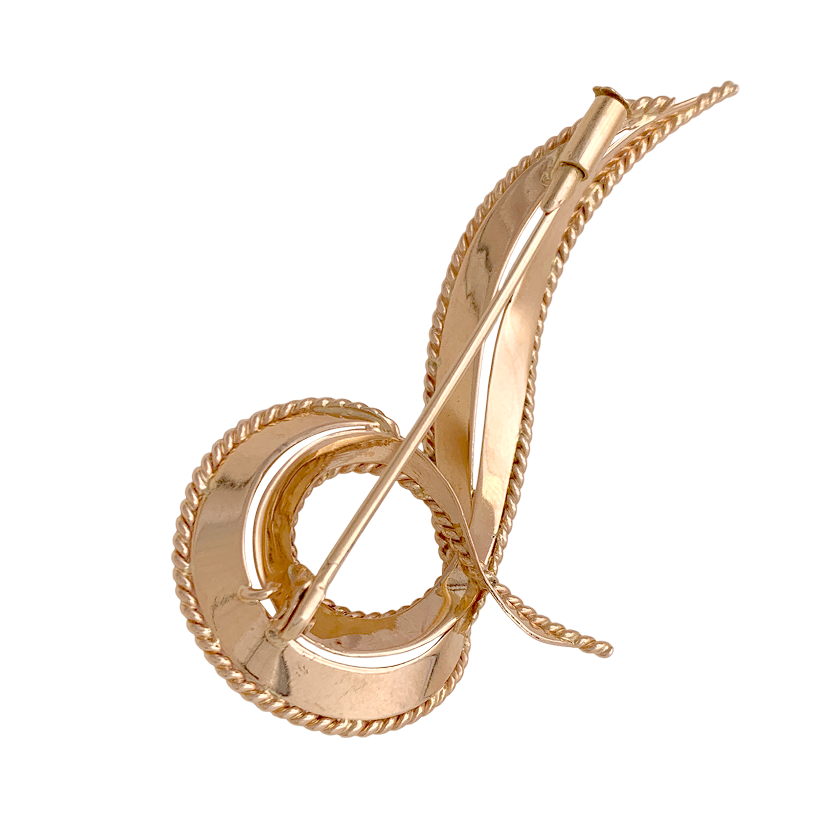 Broche vintage "Volute" or rose. 3