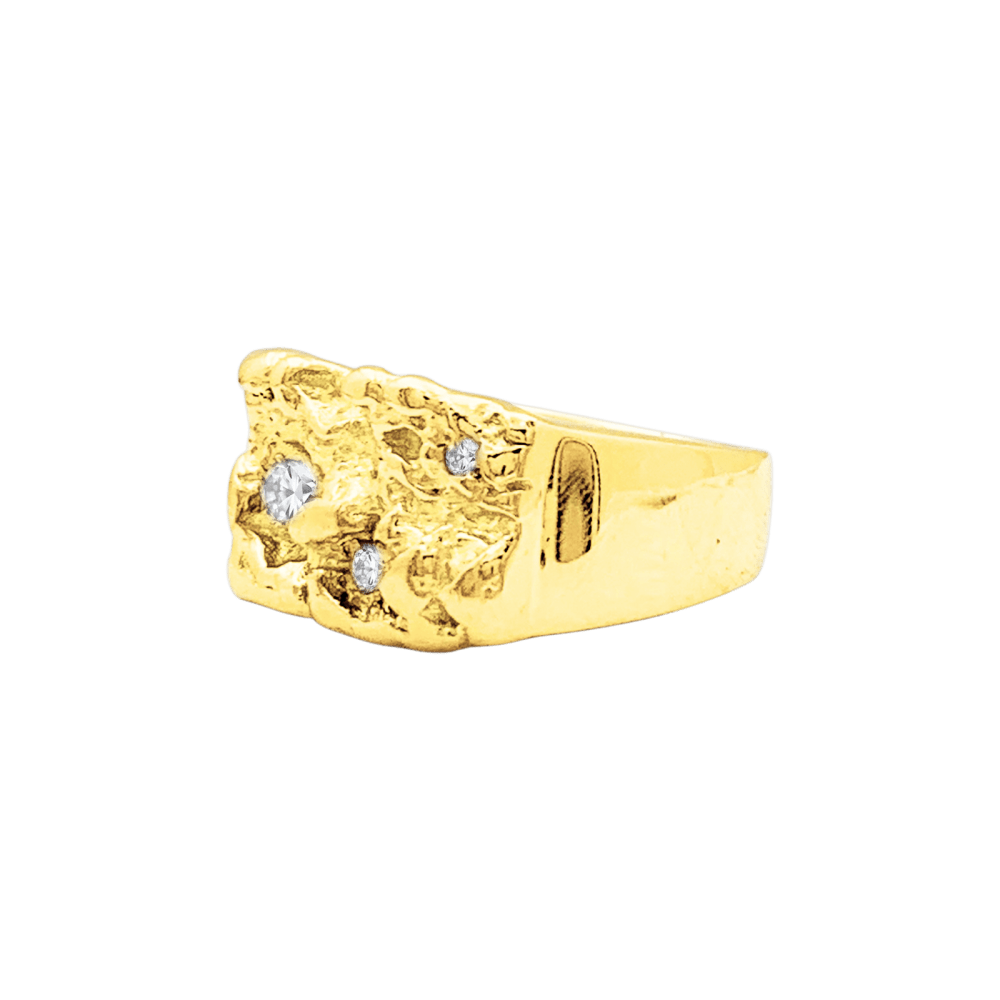 Bague chevalière, or jaune, diamants. 2