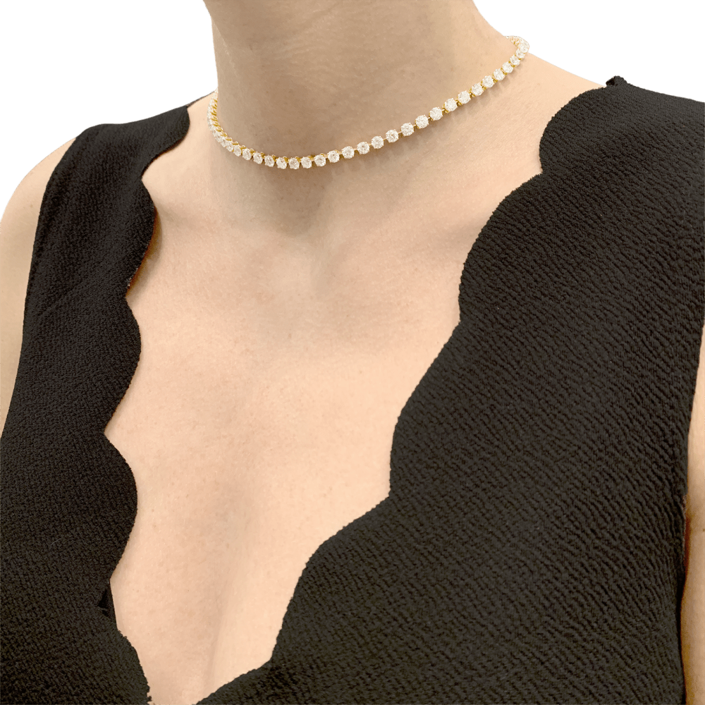 Collier rivière Cartier, or jaune et diamants. 7