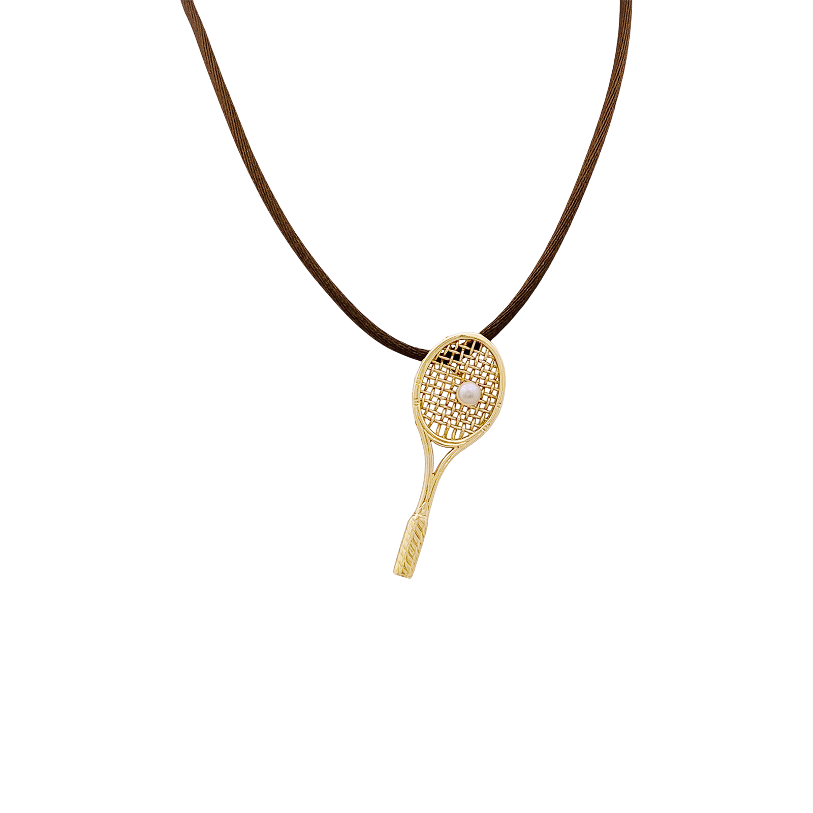 Pendentif « Raquette », or jaune, perle. 1