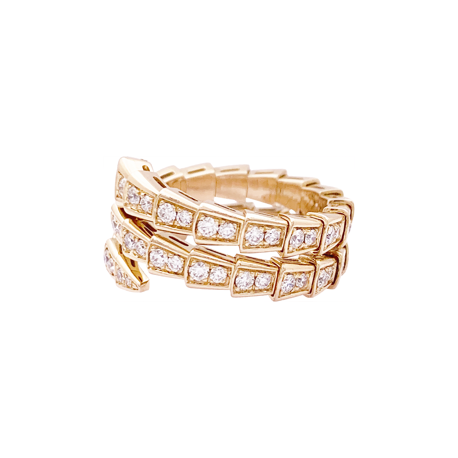 Bague Bulgari, "Serpenti Viper", or rose, diamants. 2