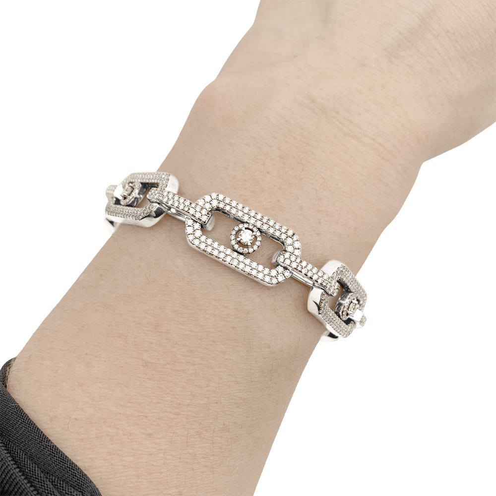 Bracelet Messika, "Pavé So Move XL", or blanc et diamants. 5