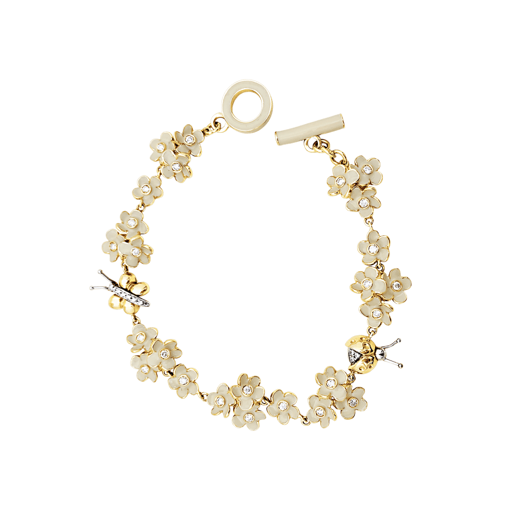 Bracelet Roberto Coin, or rose, diamants, émail. 3