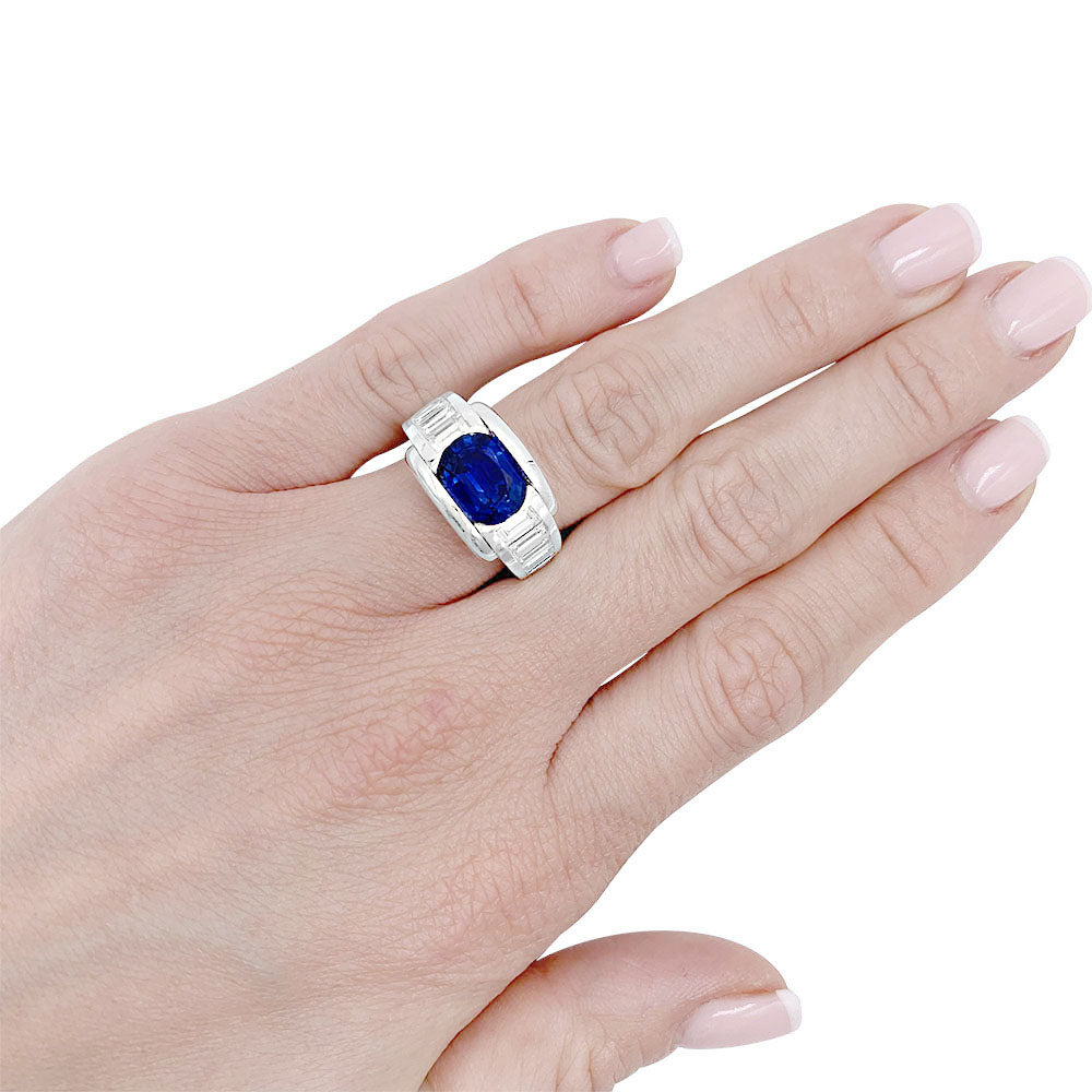 Bague Mauboussin, "Alessandra", or blanc, saphir, diamants. 6