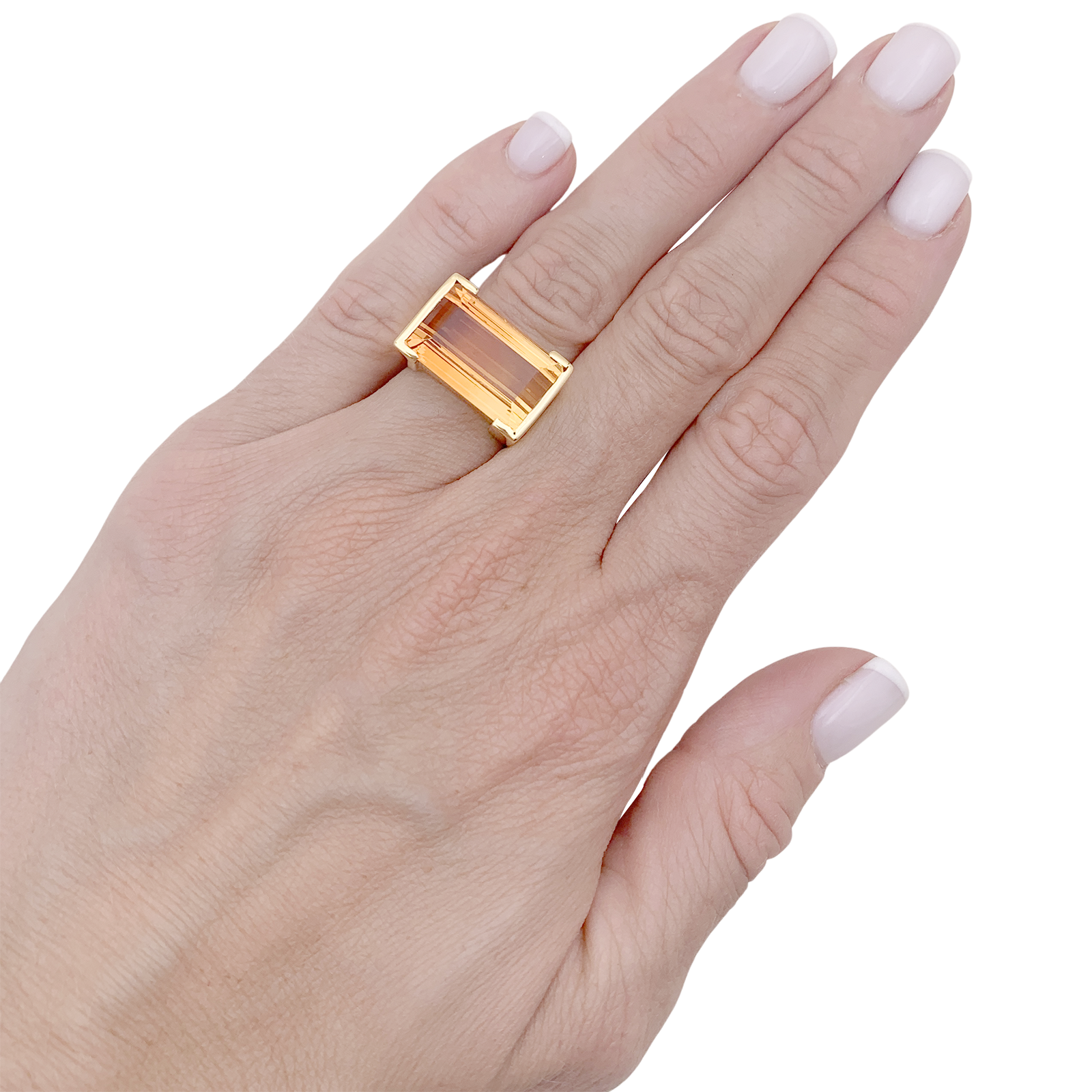 Bague, or jaune et topaze orange. 6