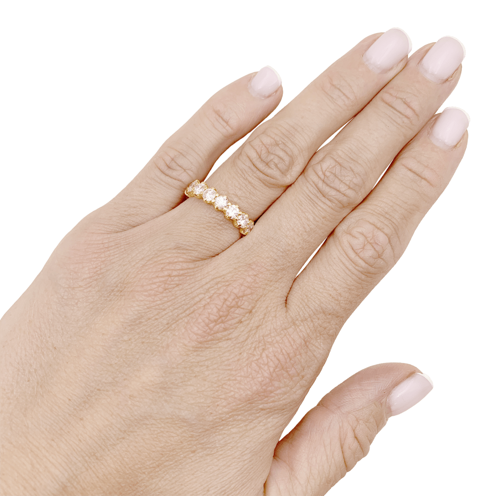 Bague alliance américaine or jaune et diamants. 5