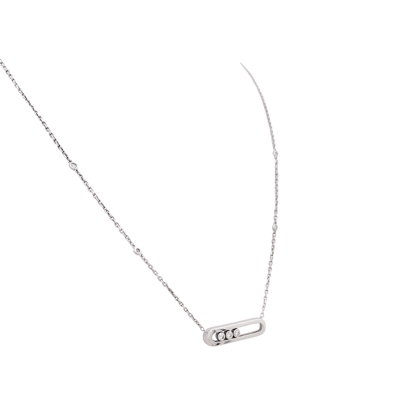 Collier-Sautoir Messika, "Baby Move", or blanc, diamants. 2