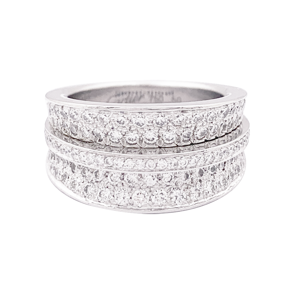 Bague Cartier "Barrette" or blanc, diamants. 3