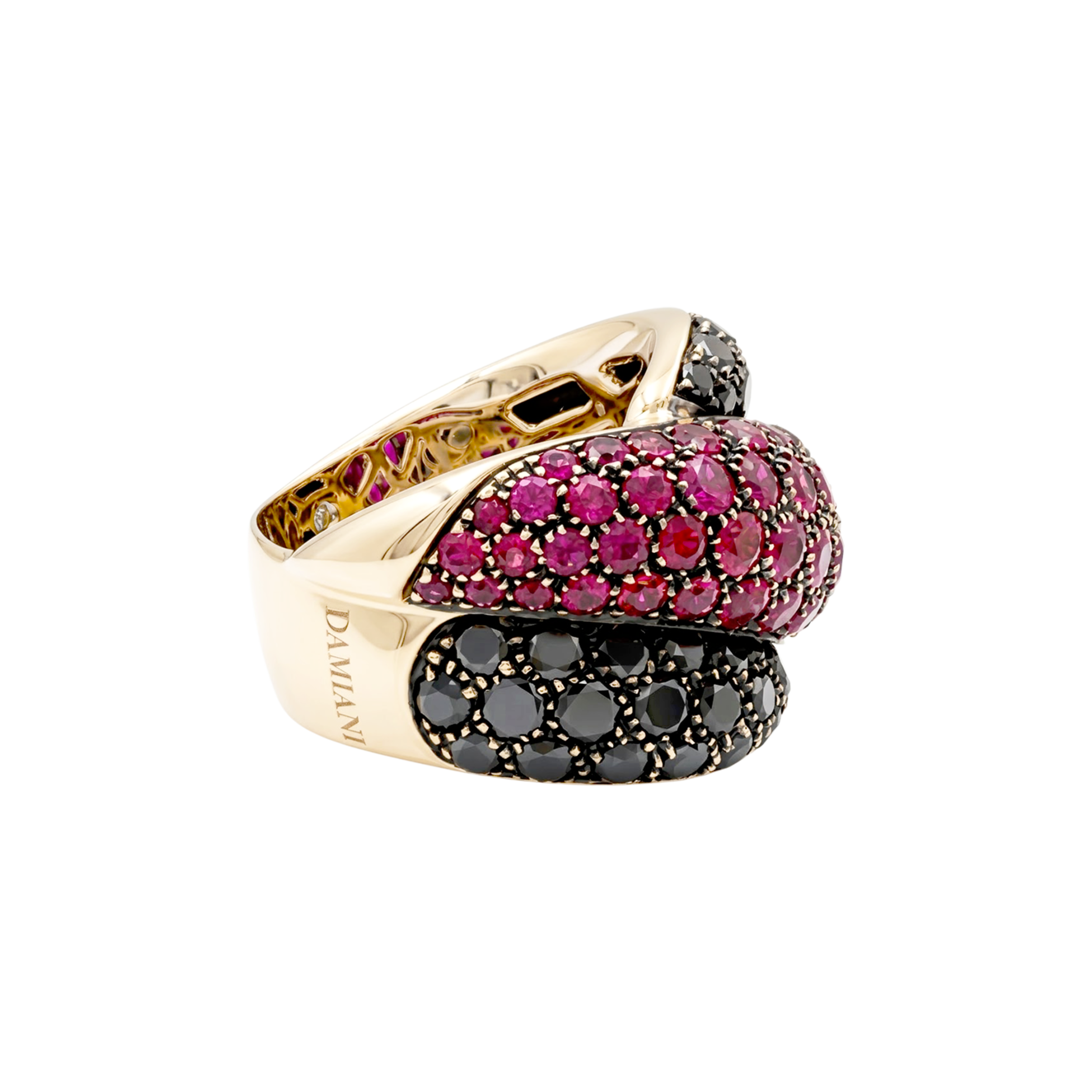 Bague Damiani «Gomitolo», diamants noirs et rubis. 4