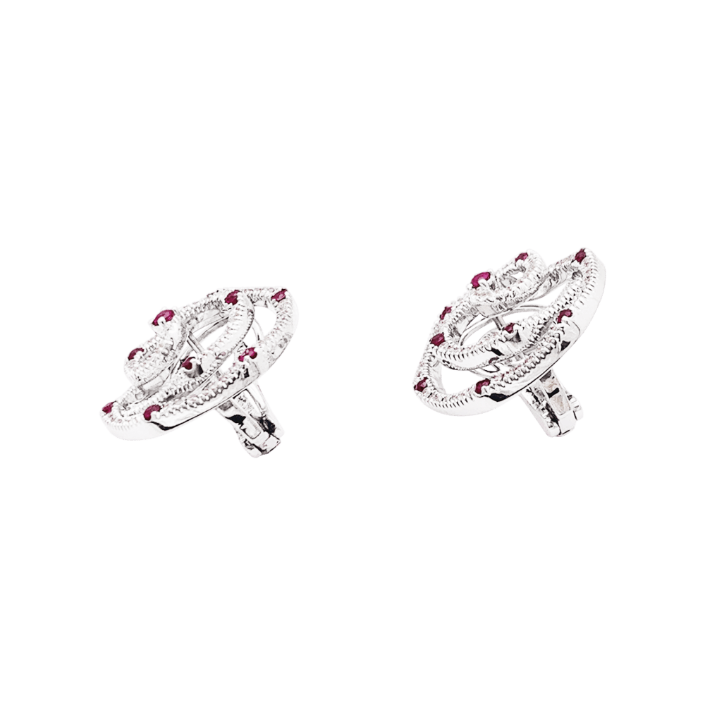 Boucles d'oreilles Giovanni Ferraris, or blanc, diamants et rubis. 3