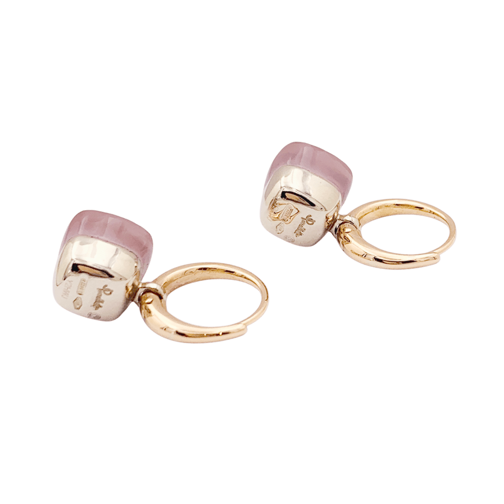 Boucles d'oreilles Pomellato, "Nudo", or rose et blanc et quartz rose. 3