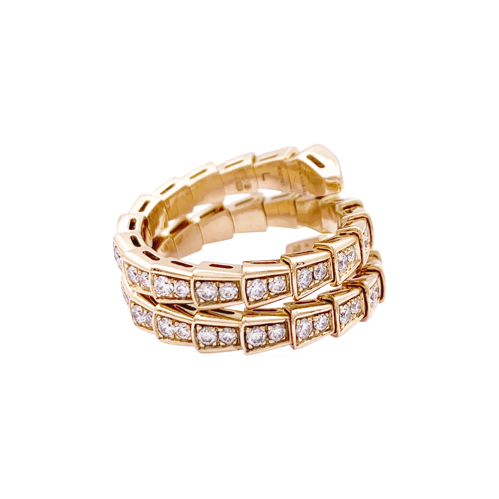 Bague Bulgari, "Serpenti Viper", or rose, diamants. 4