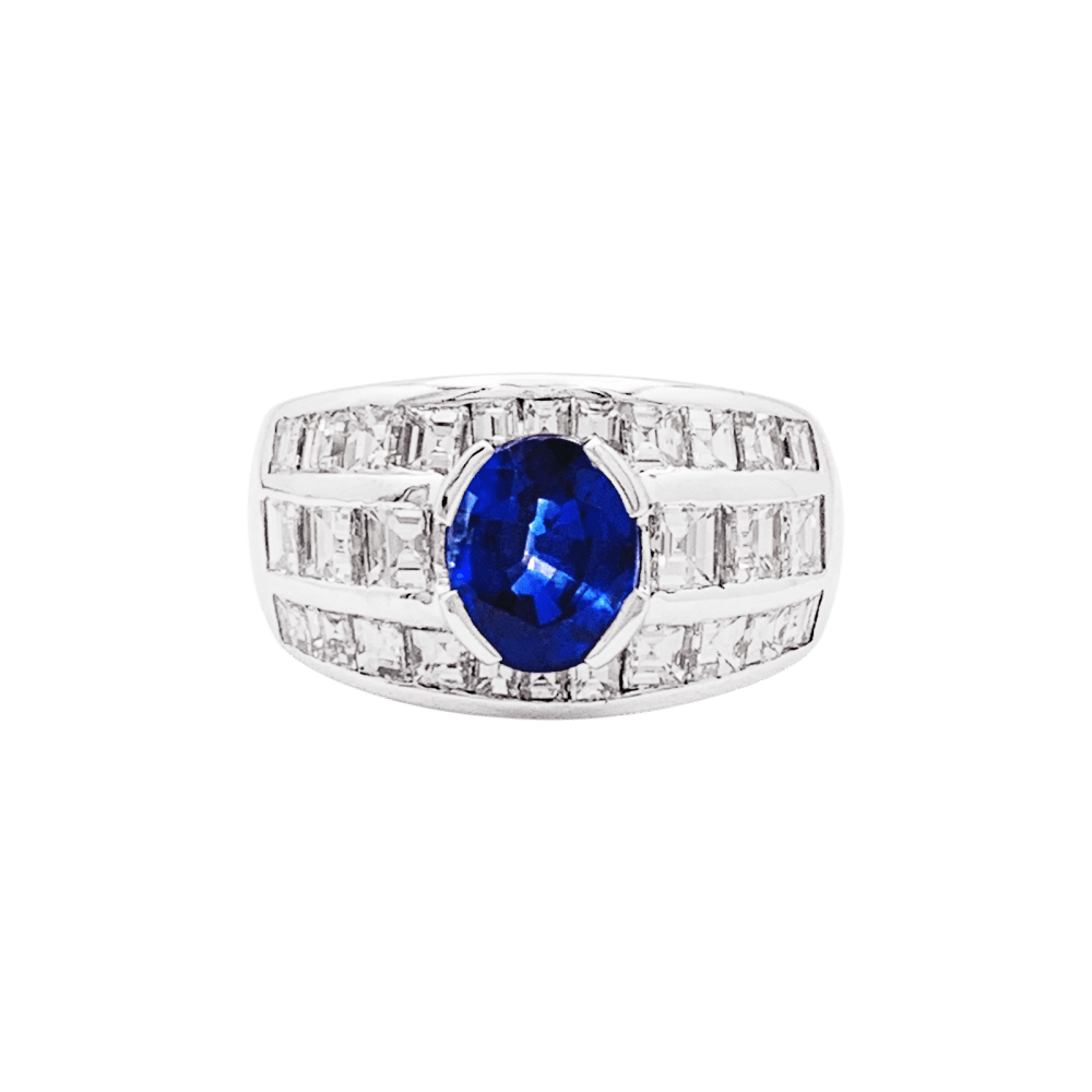 Bague or blanc, saphir et diamants. 1
