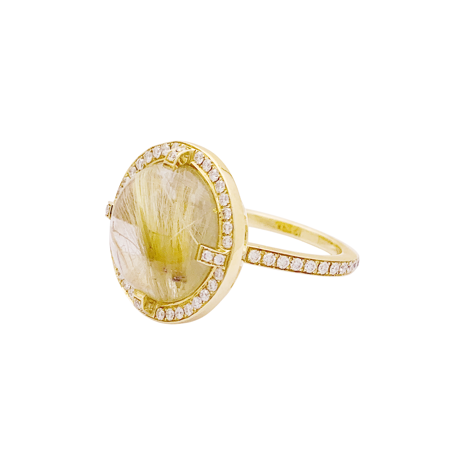 Bague CHAUMET, "Attrape Moi Si Tu M’aimes", "Galet", or jaune, diamants, quartz rutile. 2