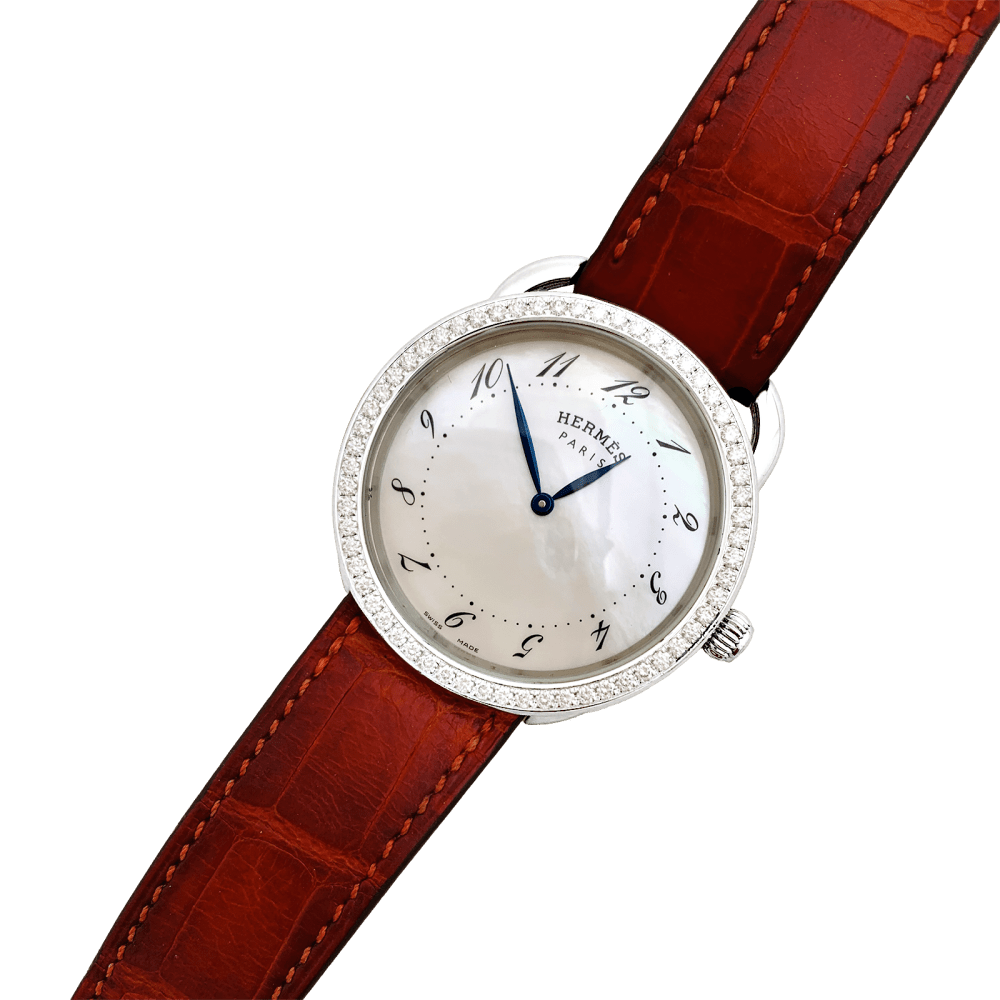 Montre Hermès,"Arceau", acier, diamants. 3