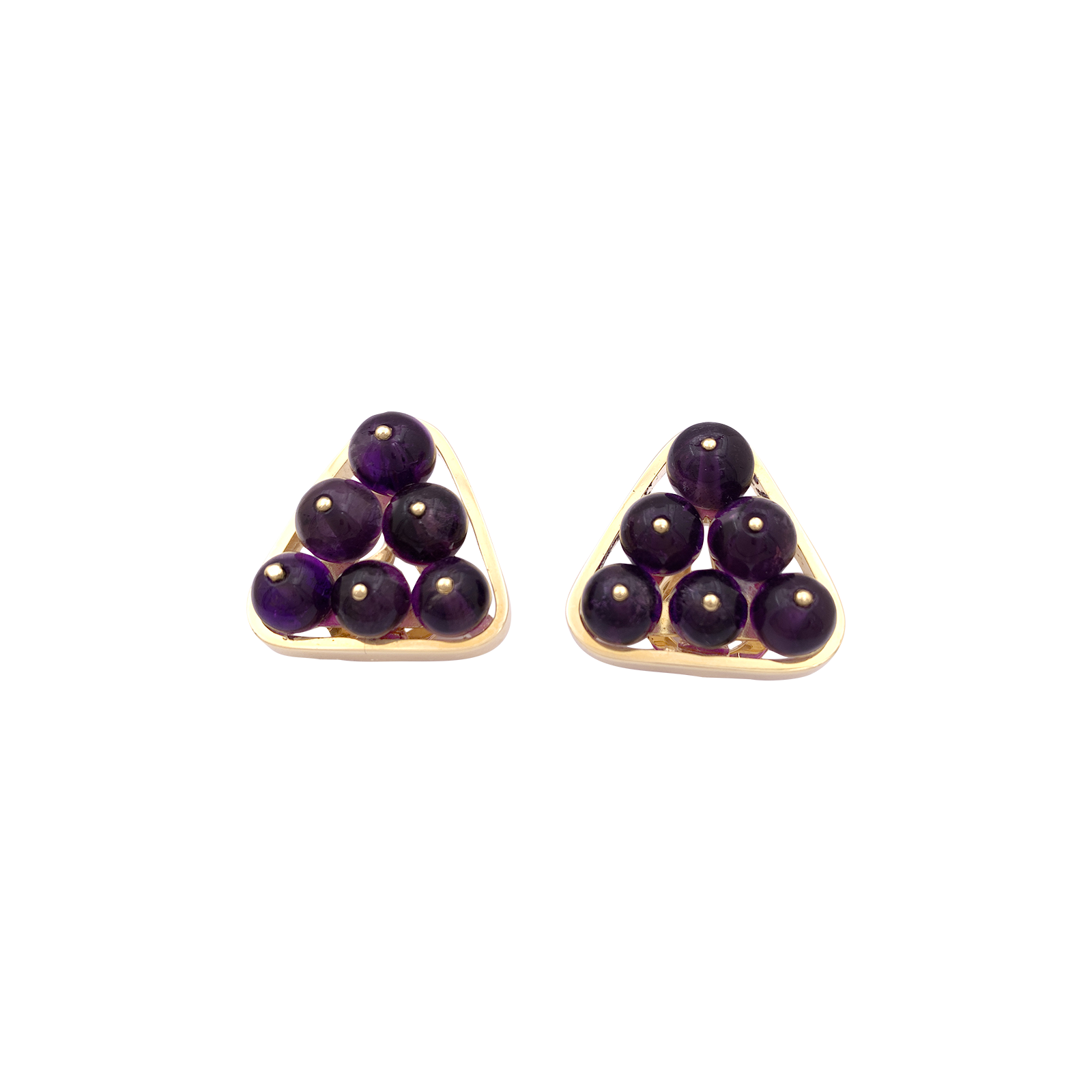 Clips d'oreilles vintage or jaune, améthyste. 2