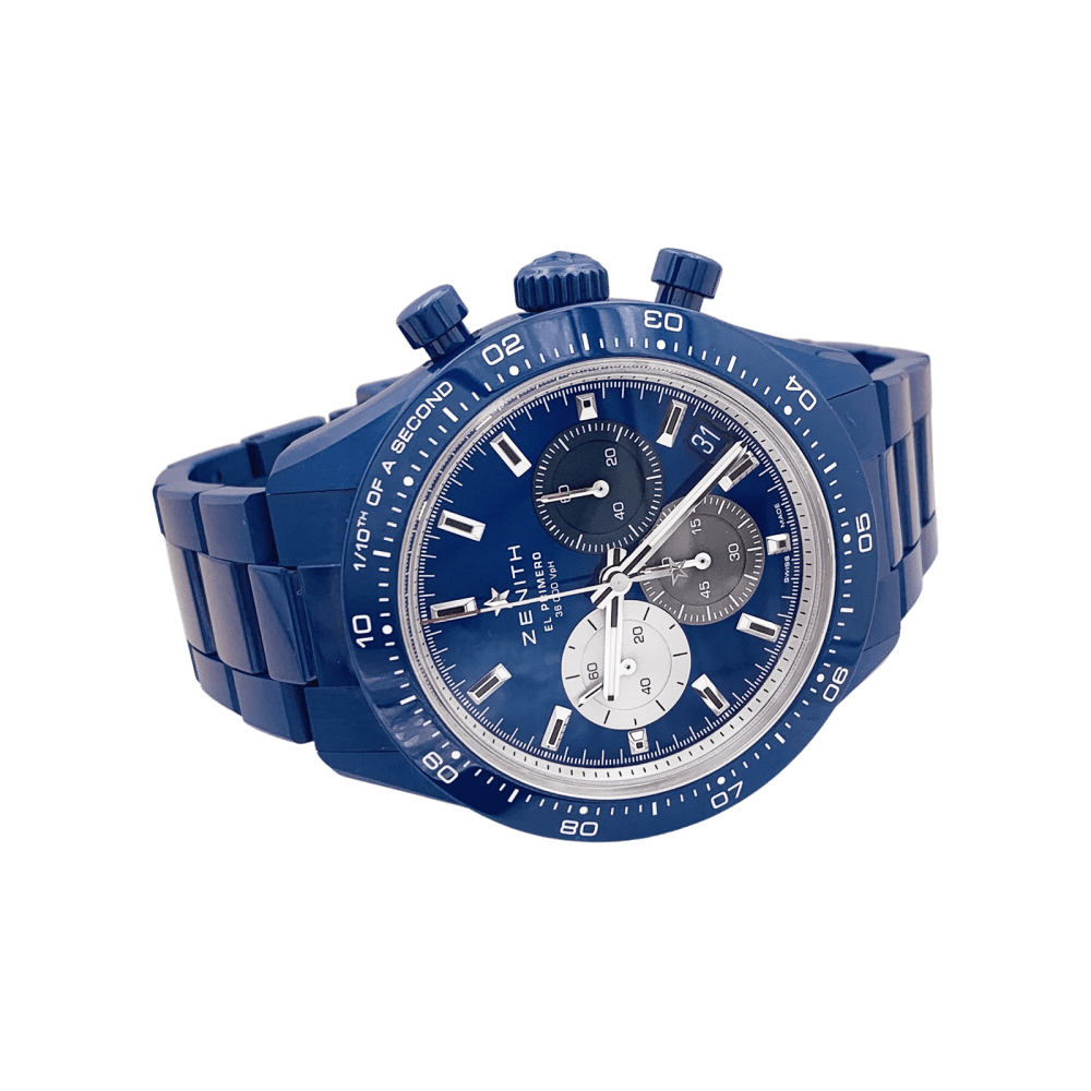 Montre Zenith, "Chronomaster Sport 160th Anniversary Edition", céramique bleue. 2