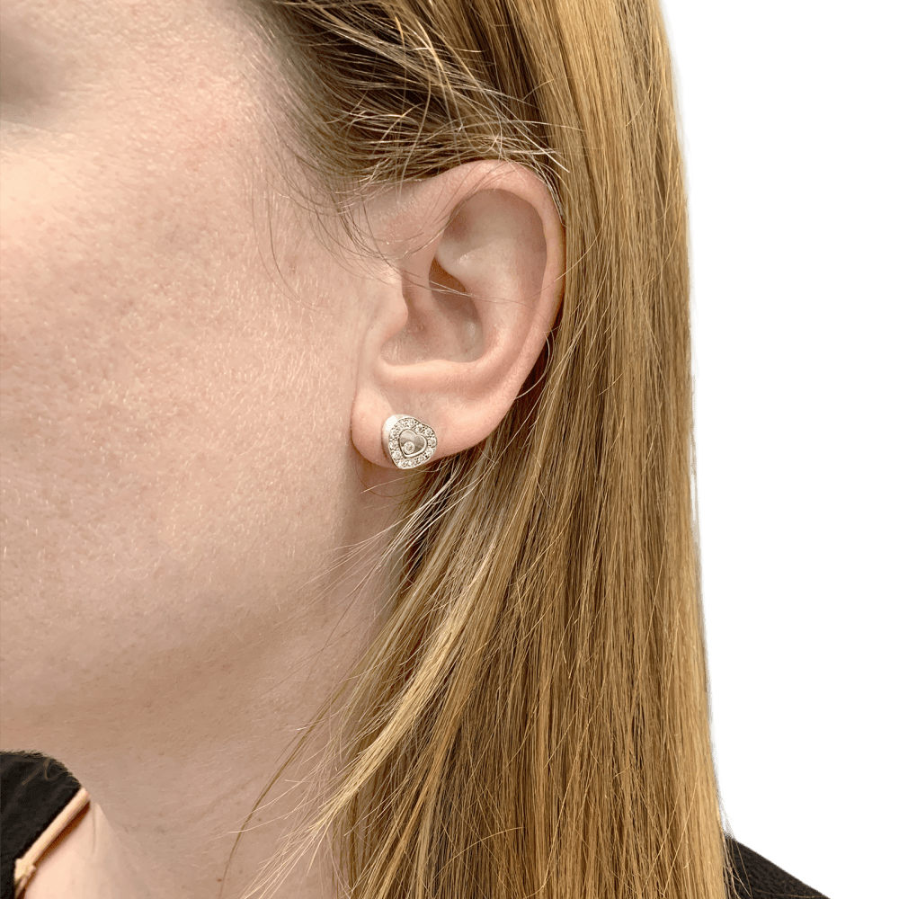 Boucles d'oreilles Chopard, "Happy Diamonds", or blanc et diamants. 7