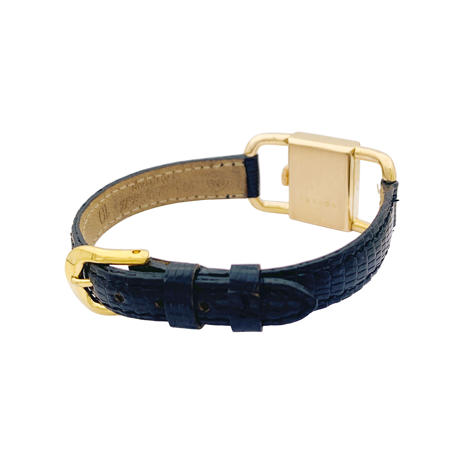 Montre Jaeger-Lecoultre, "Etrier", or rose, cuir noir 2
