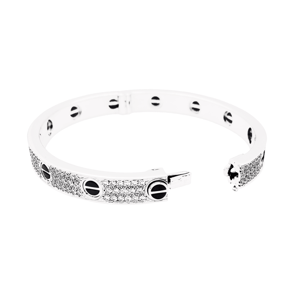 Bracelet Cartier, "Love", or blanc et diamants. 5