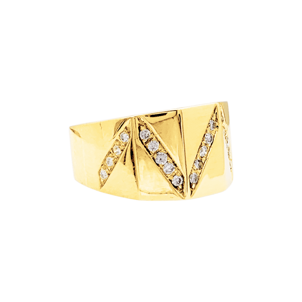 Bague or jaune et lignes de diamants. 3