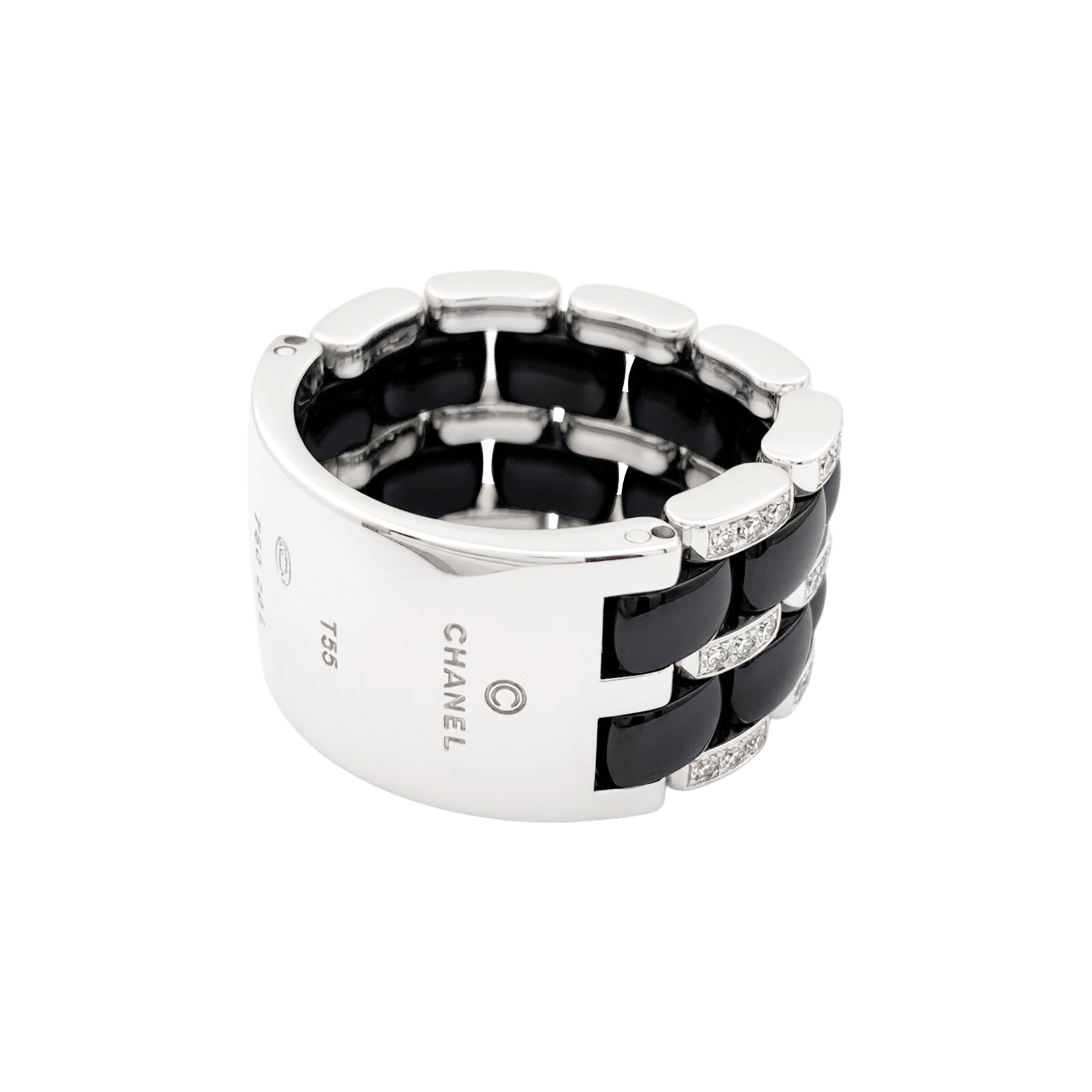 Bague Chanel, "Ultra" en or blanc, céramique noire et diamants. 4
