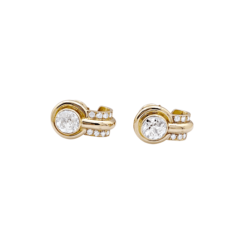 Boucles d'oreilles, or jaune et diamants. 3