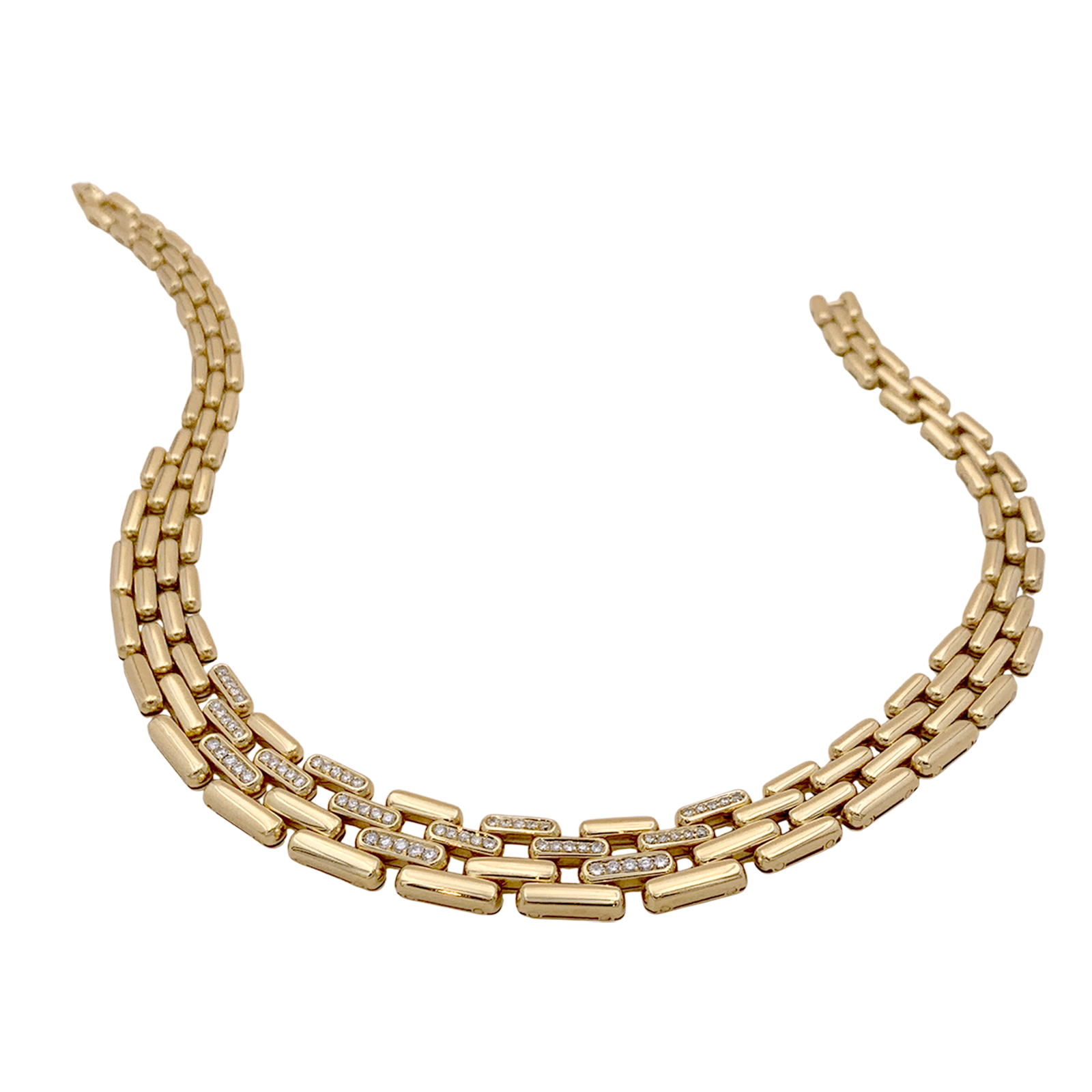 Collier Fred maillons articulés, or jaune, diamants. 5