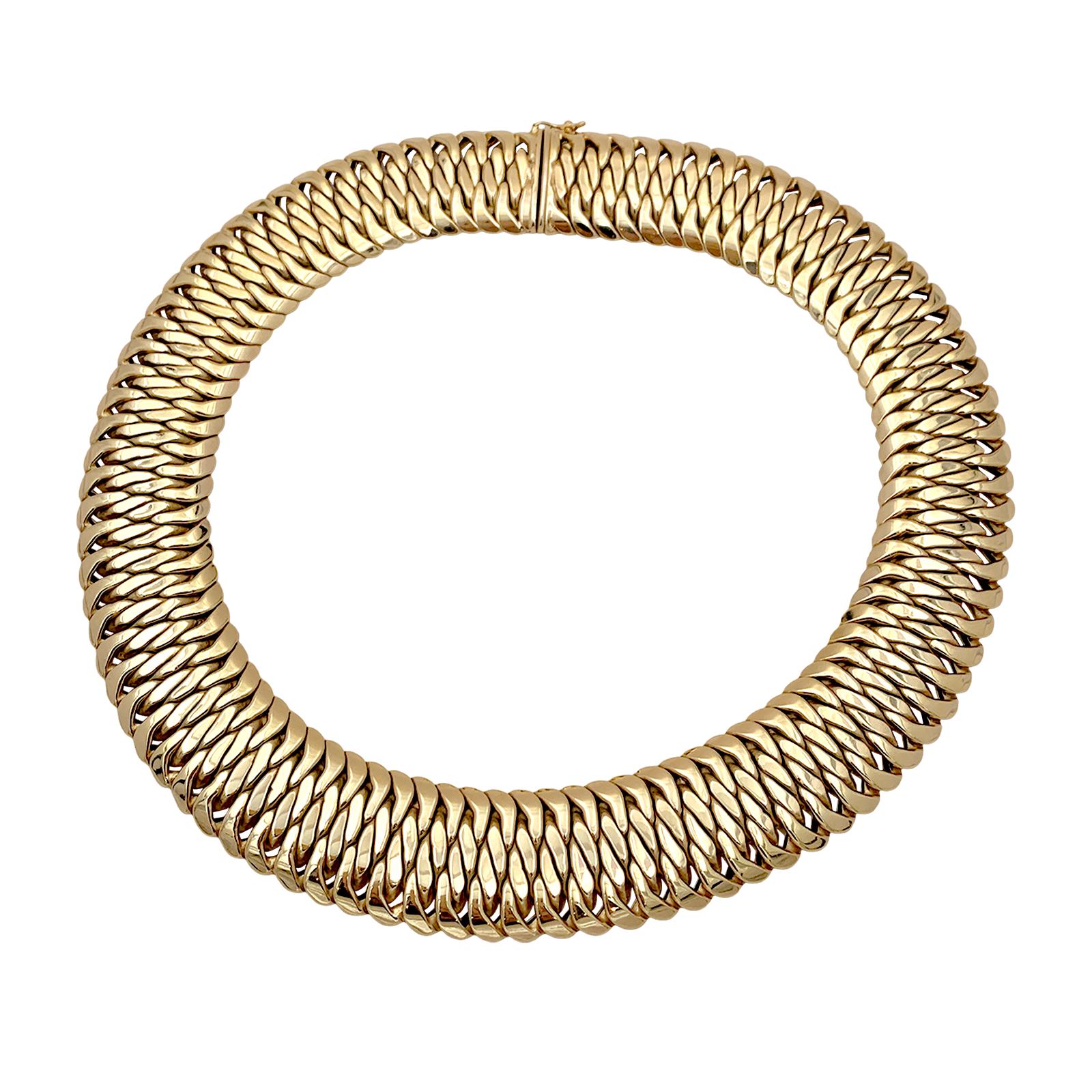 Collier en or jaune, maille américaine. 2