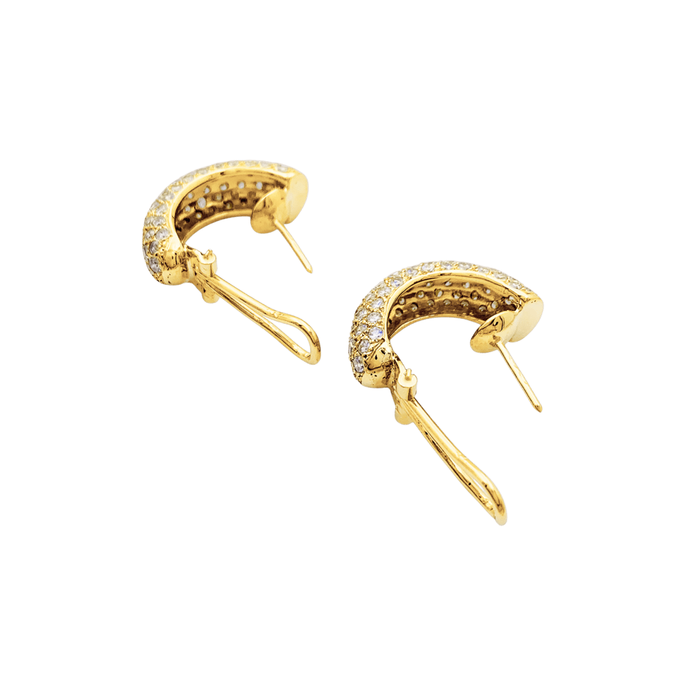 Boucles d'oreilles demi-créoles or jaune et diamants. 3