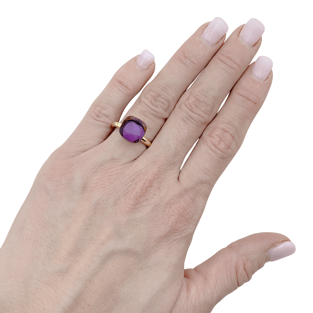Bague Pomellato,"Nudo Classic", or rose et améthyste. 7