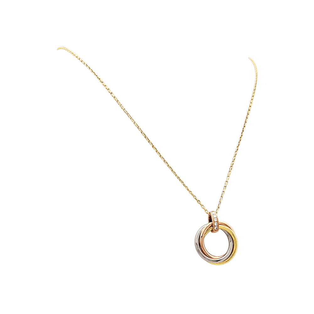 Collier Cartier, "Trinity", trois ors, diamants. 4