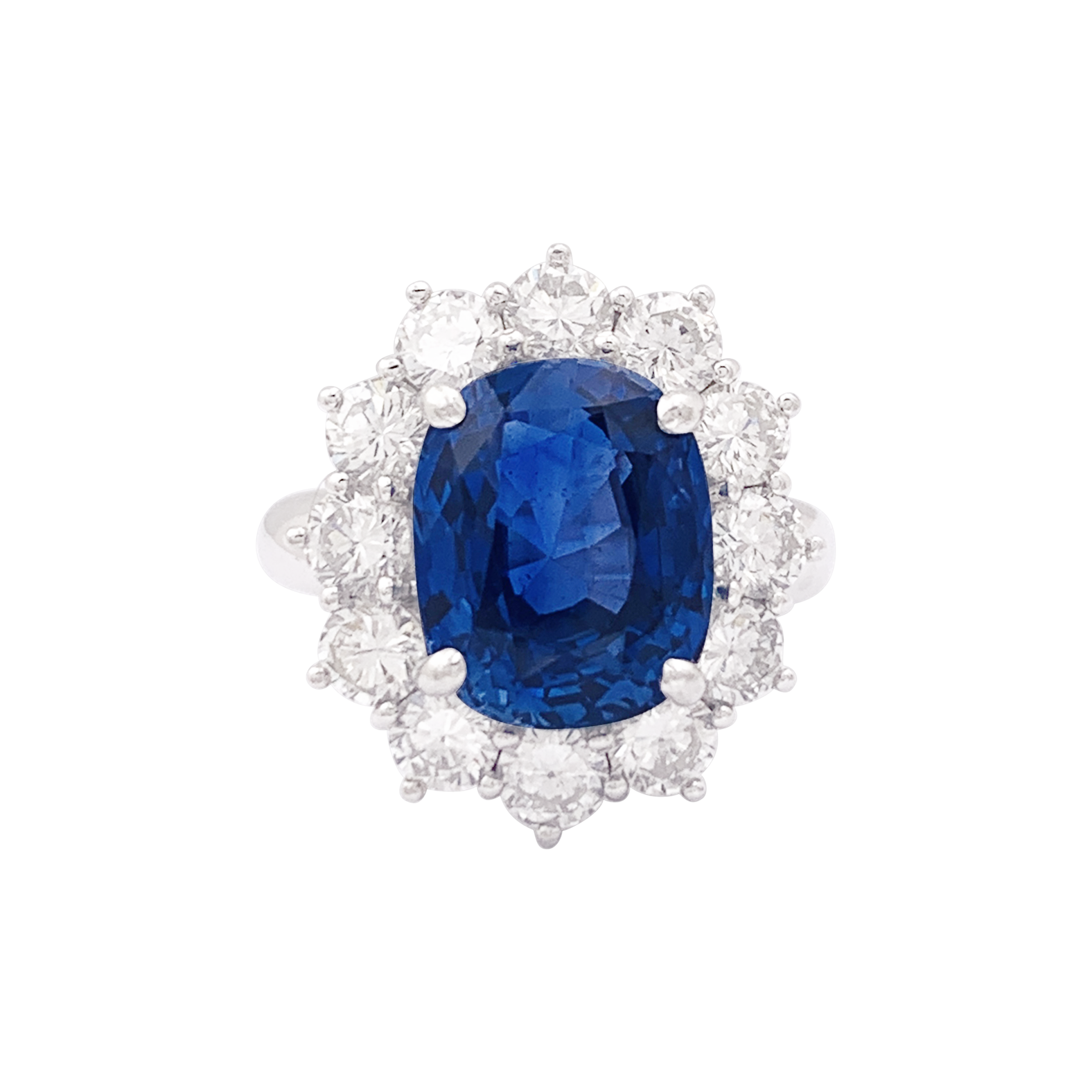 Bague "Pompadour" or blanc, diamants, saphir. 3