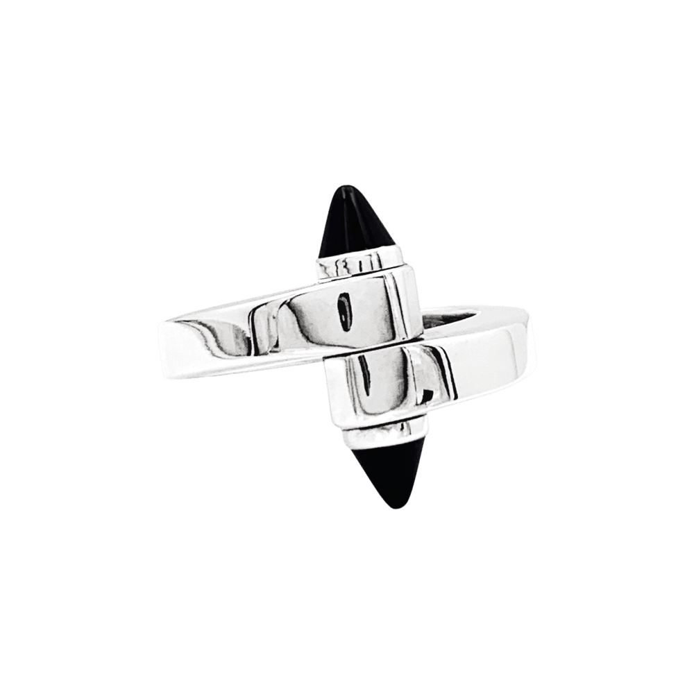 Bague Cartier, "Menottes", or blanc et onyx. 1