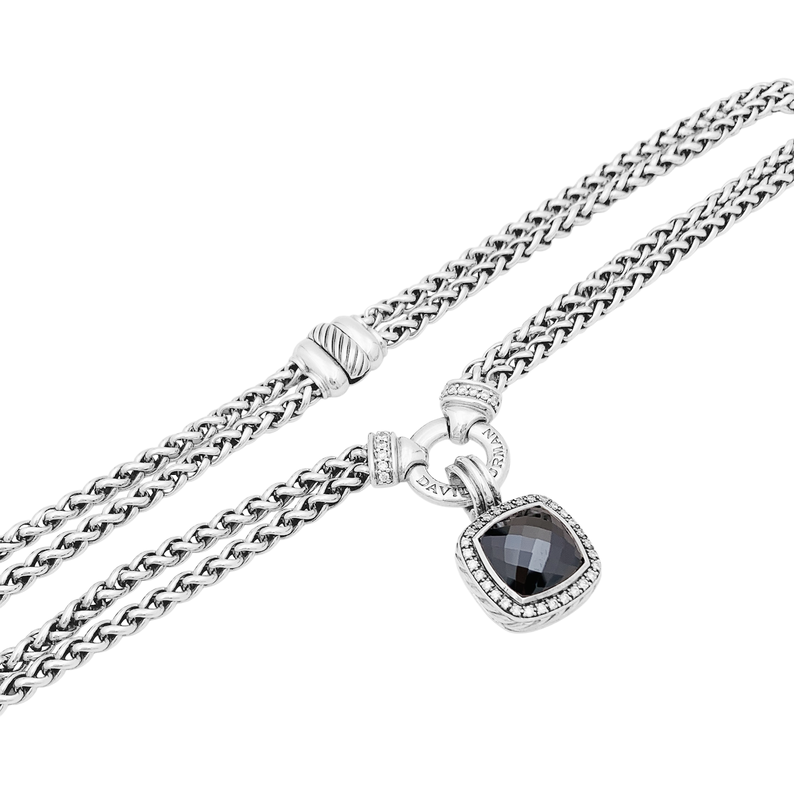 Collier David Yurman, "Grand Albion", argent, hématite, diamants. 3