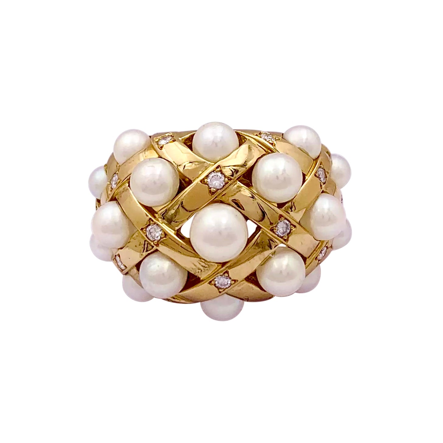 Bague Chanel, "Baroque", or jaune, diamants et perles. 1