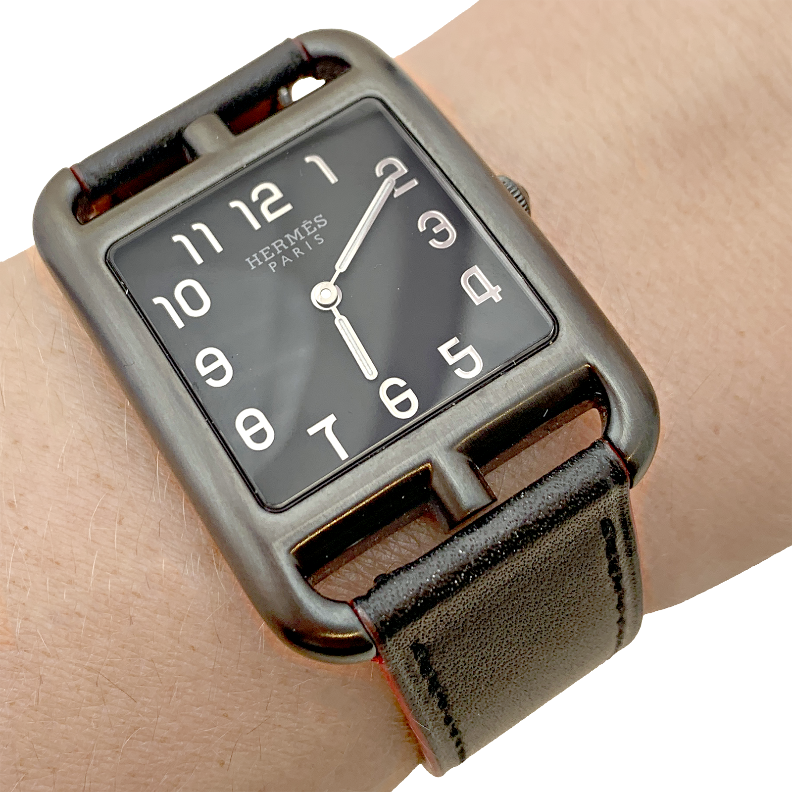 Montre Mixte Hermès, "Cape Cod Shadow, acier noirci, cuir. 6
