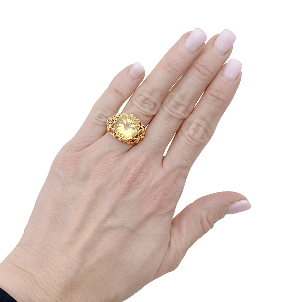 Bague vintage or jaune, citrine. 6