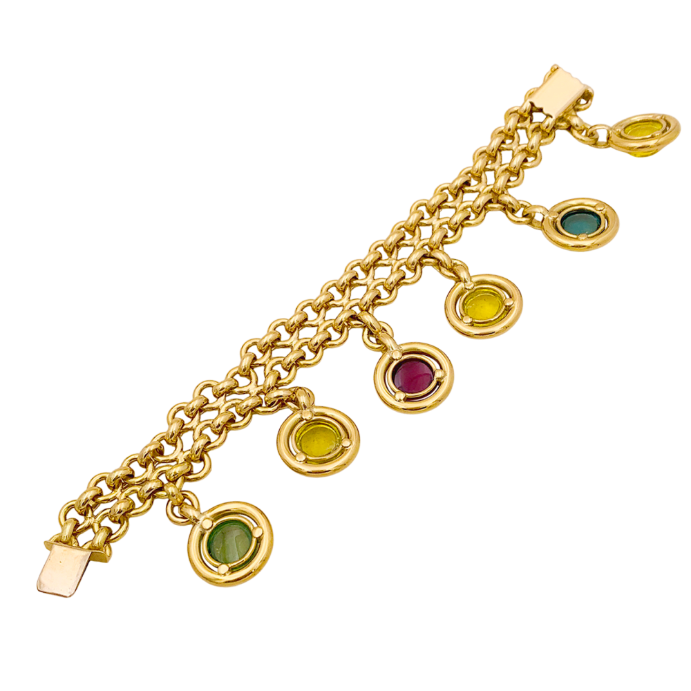 Bracelet or jaune, tourmalines de couleur. 4