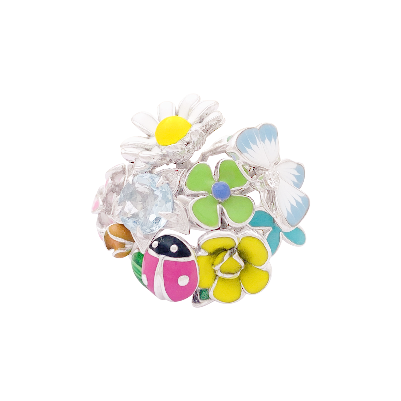 Bague Dior, "Diorette", or blanc, émail, aigue-marine et diamant. 1