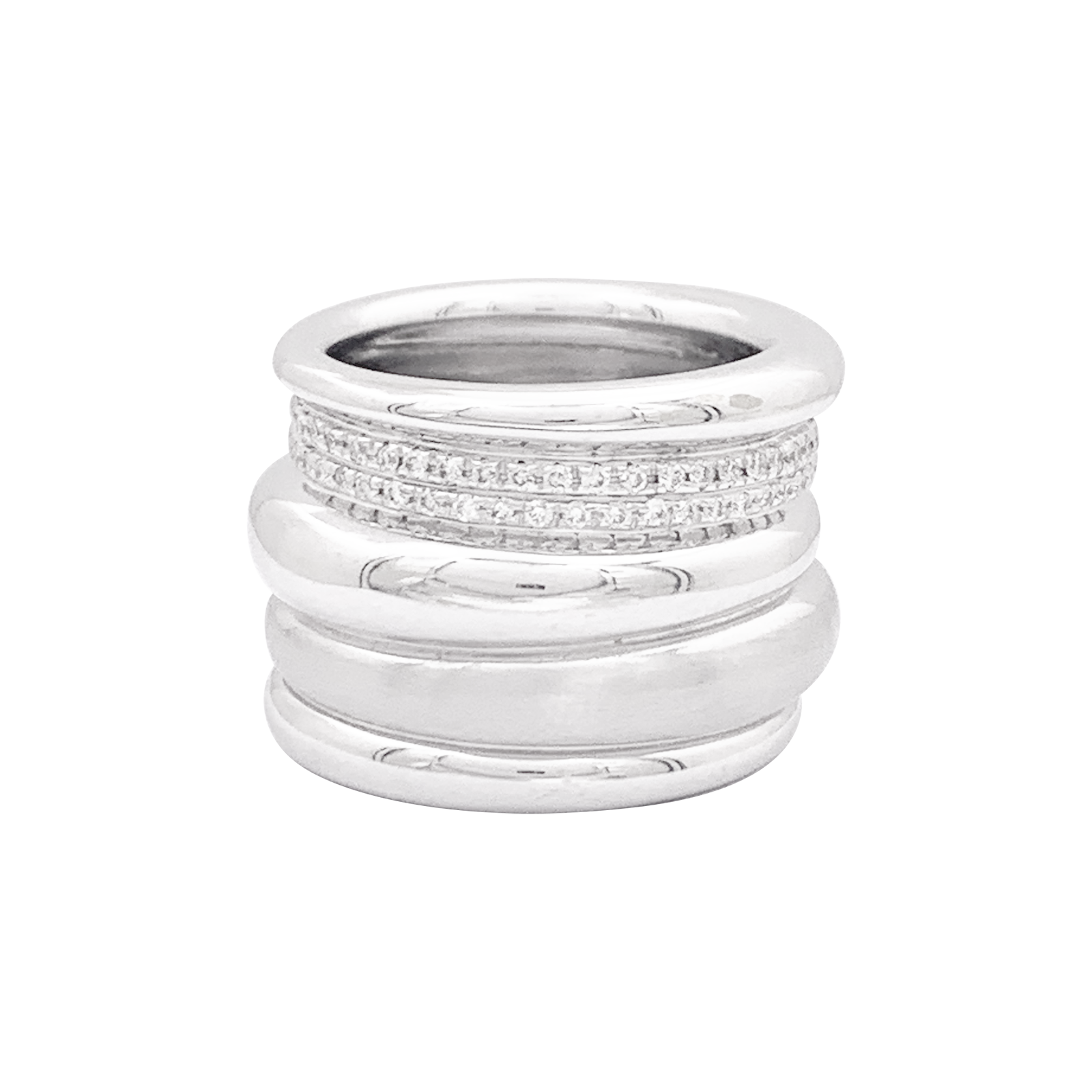 Bague Pomellato, "Tubolare", or blanc, diamants. 4