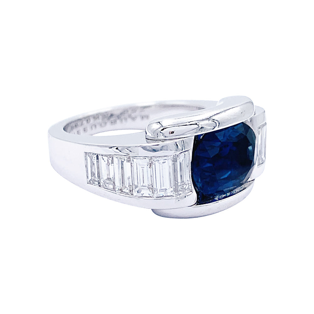 Bague Mauboussin, "Alessandra", or blanc, saphir, diamants. 5