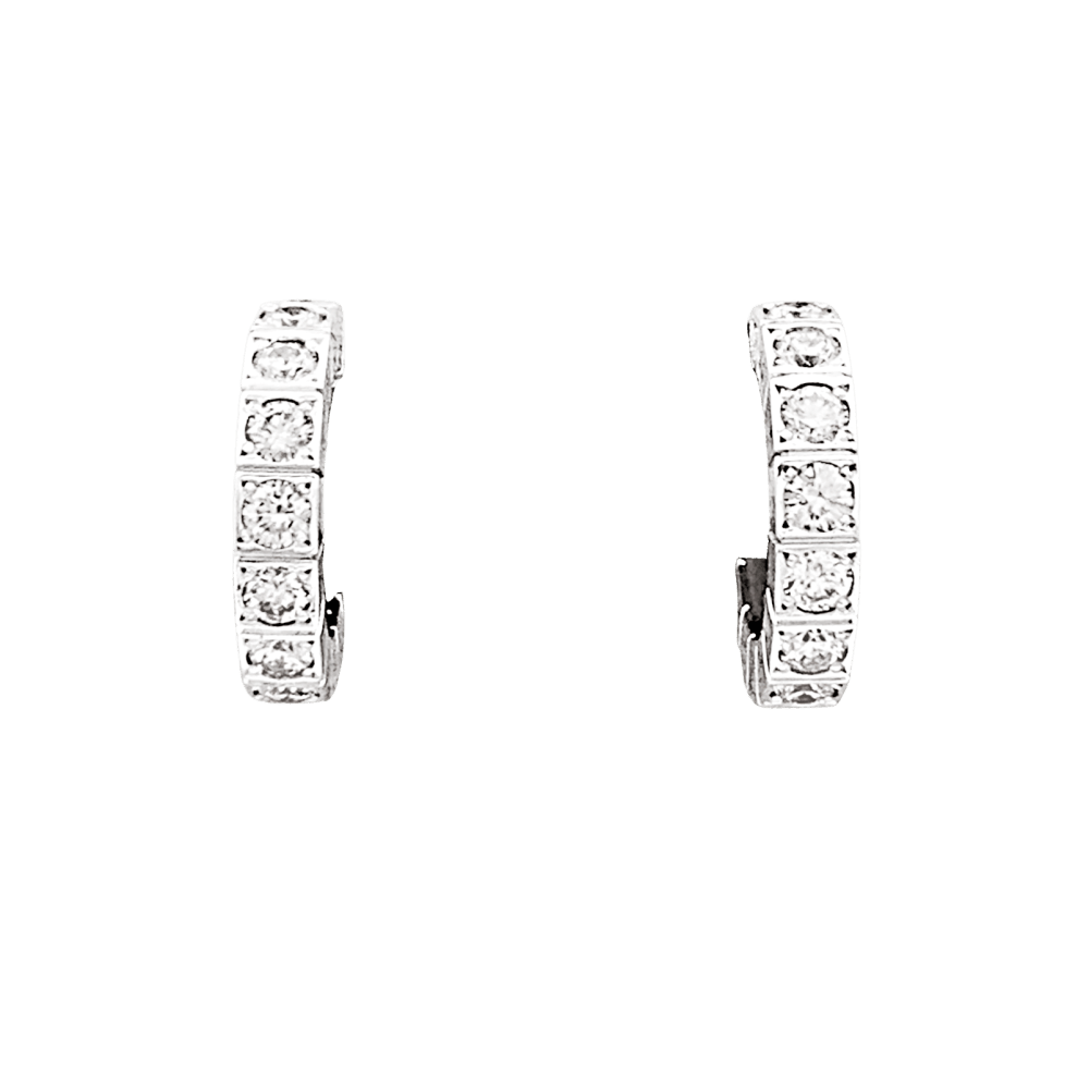 Boucles d'oreilles Cartier, "Lanière", or blanc et diamants. Petit modèle. 1