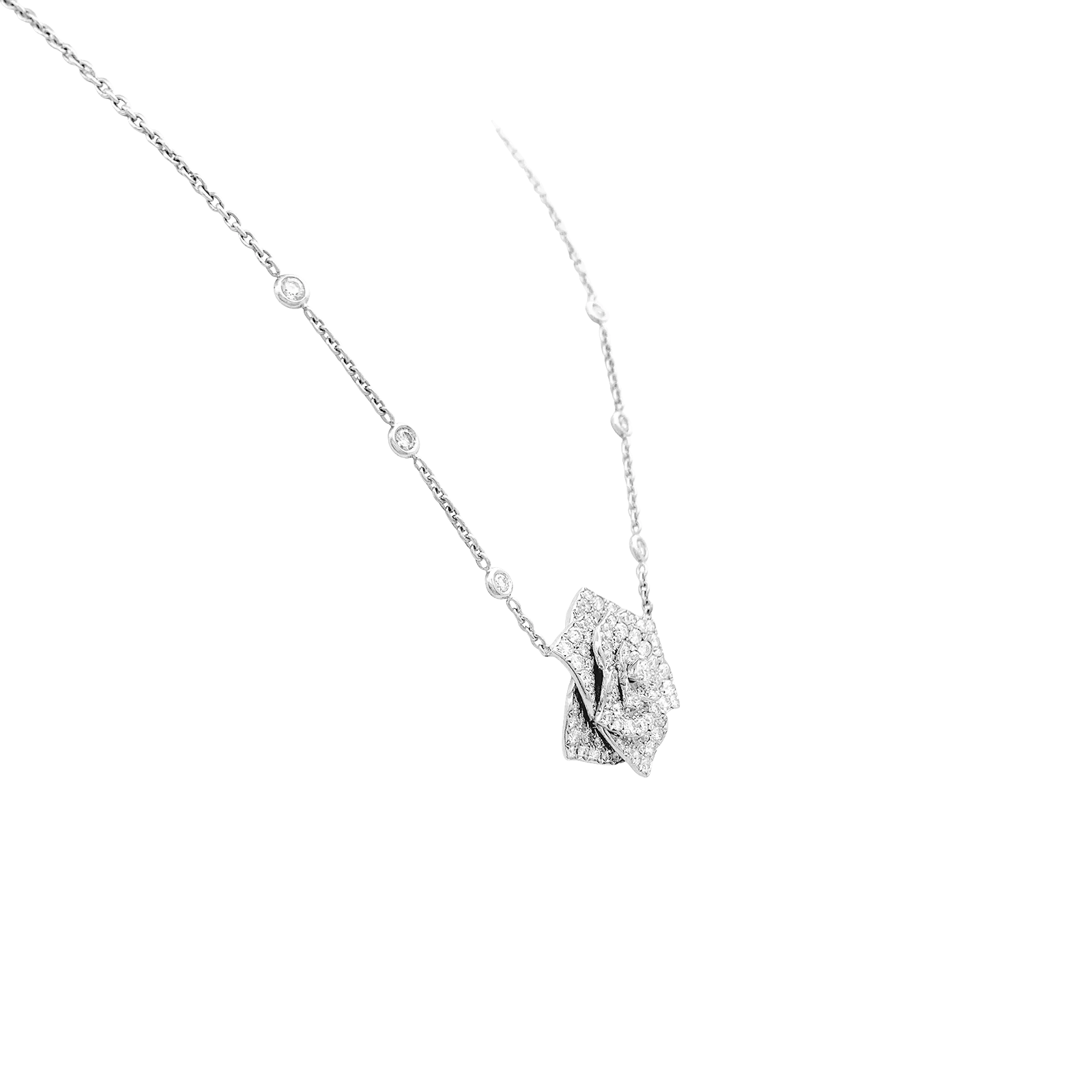 Collier Piaget "Rose" or blanc, diamants. 3