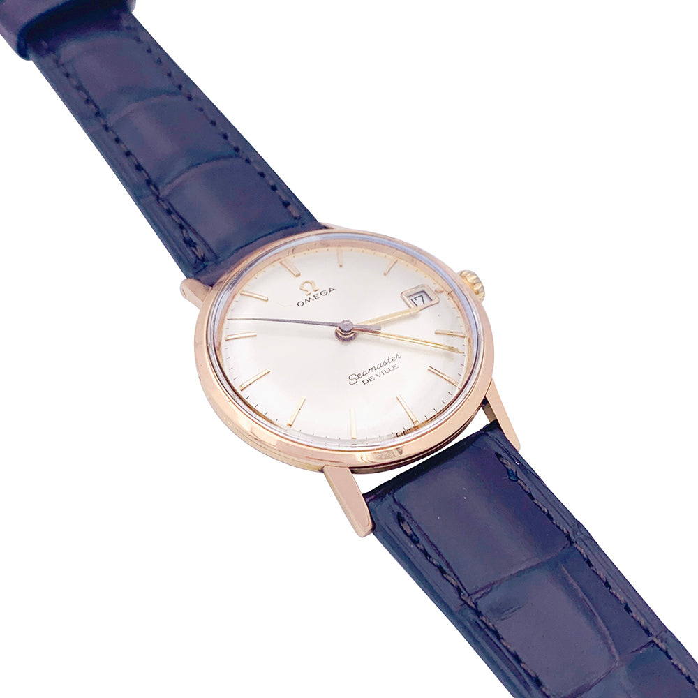 Montre Omega, "Seamaster De Ville", or rose, cuir. 4